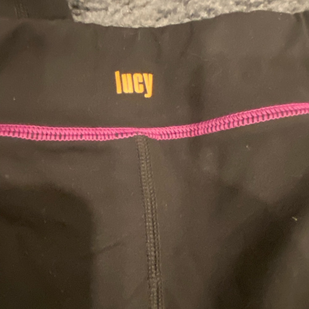 COPY - Lucy black yoga pants with gorgeous lavender stripes size small - Picture 12 of 12